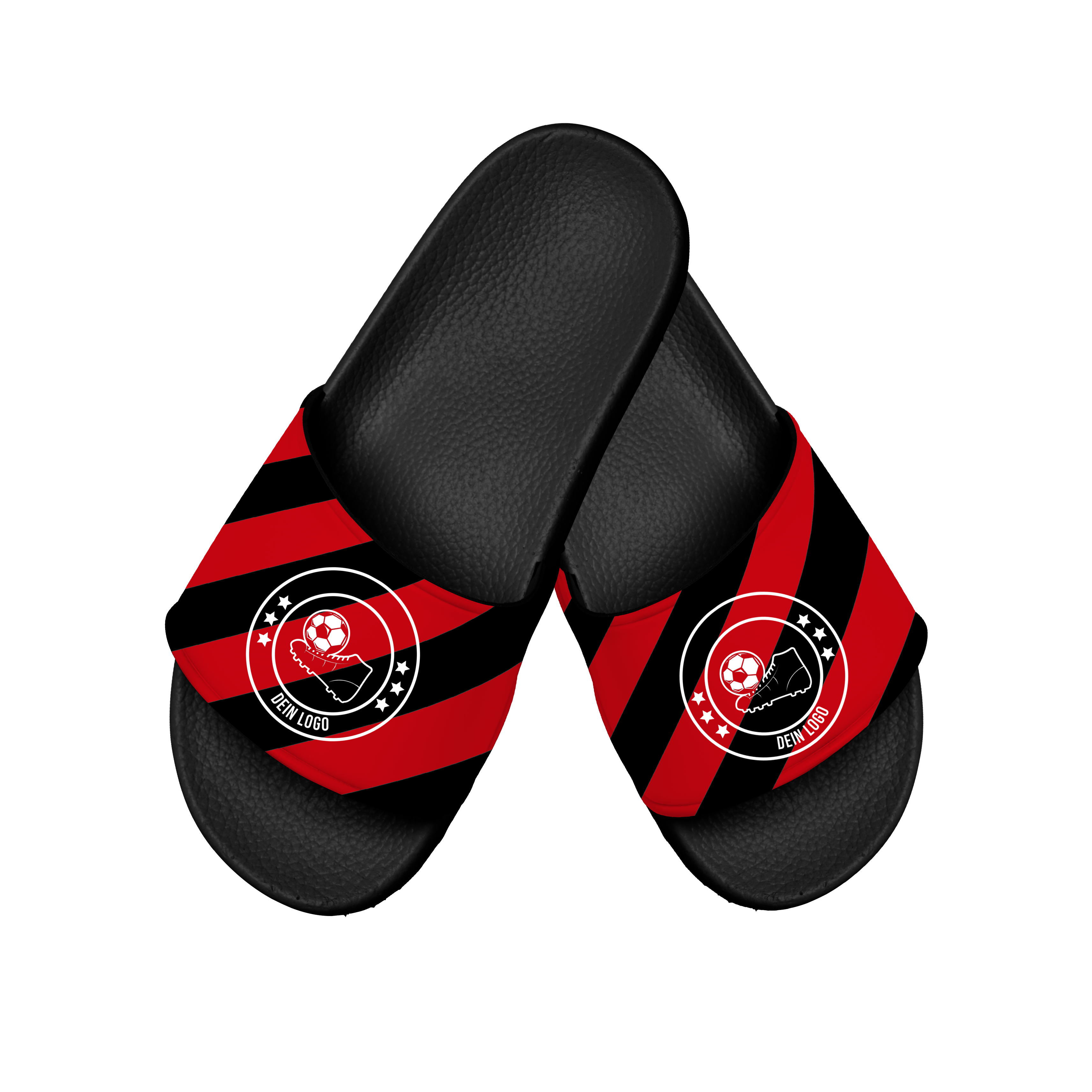 Badelatsche Teamsport Design "Streifen"  Schwarz - Rote Oberlasche