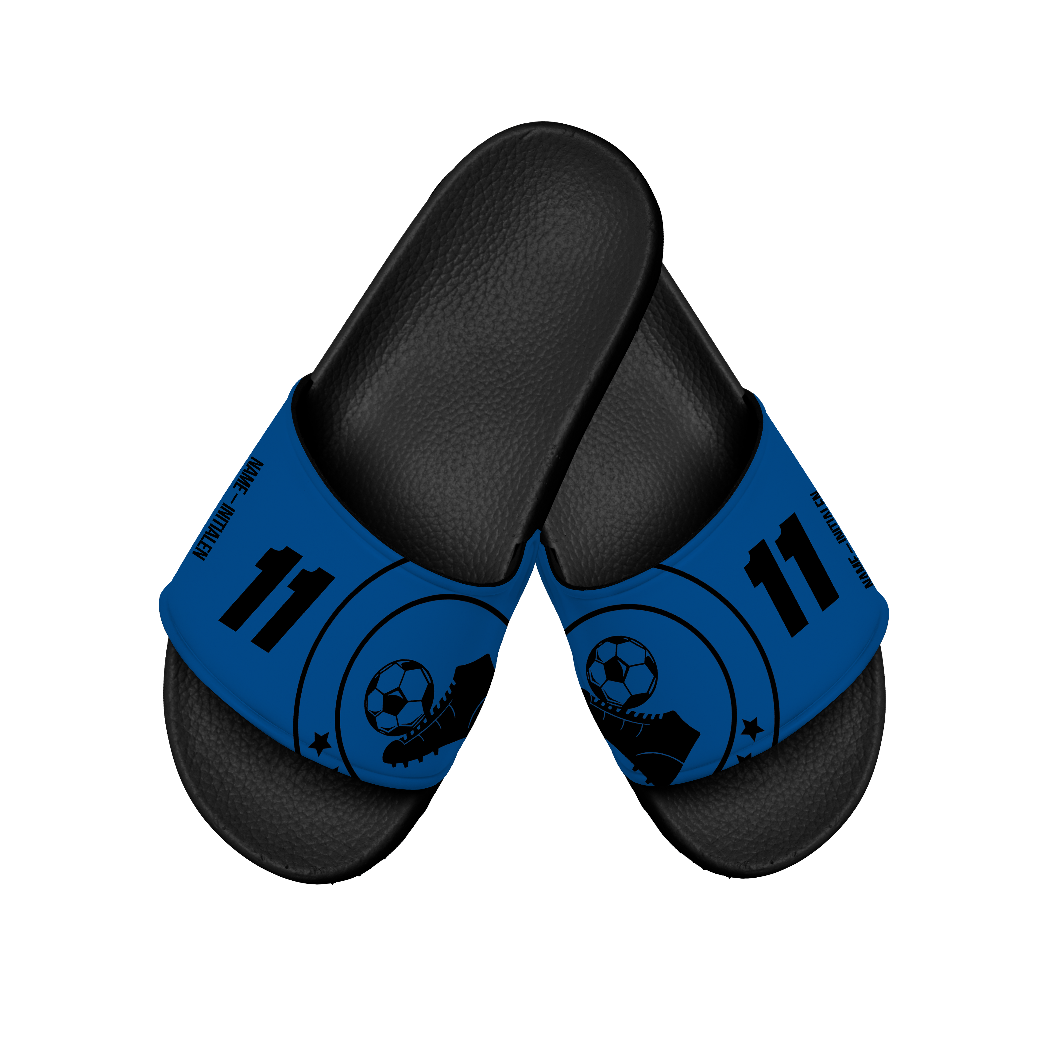 Badelatsche Teamsport Design "Abseits" Blaue Oberlasche